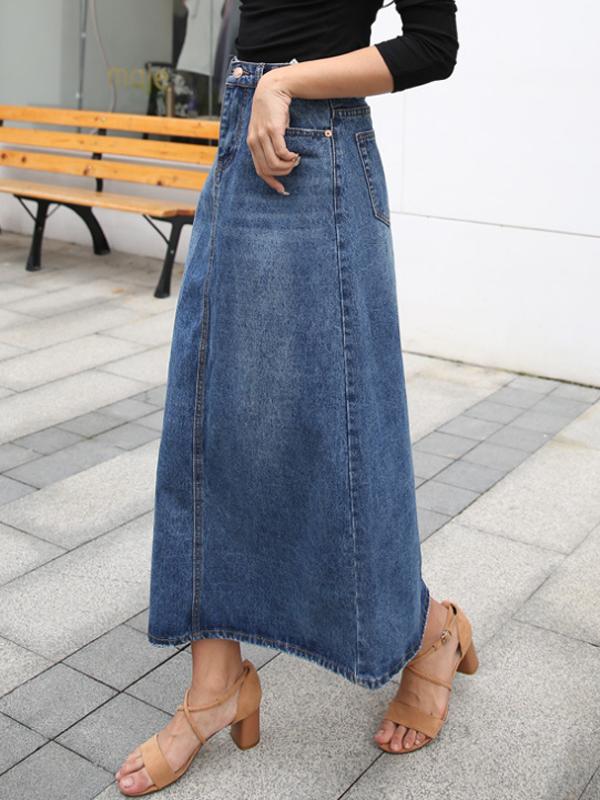 Langer Jeansrock Damen | A-Linie & Hoher Bund