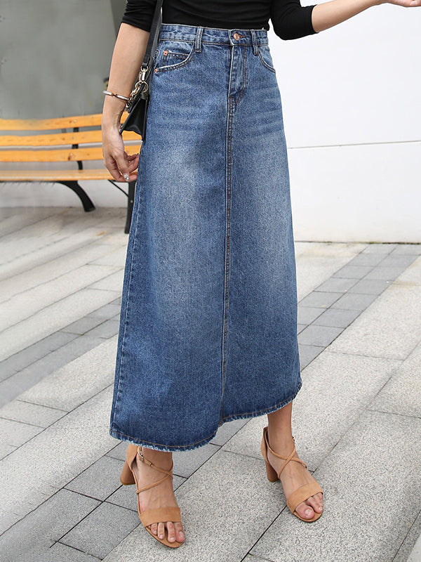 Langer Jeansrock Damen | A-Linie & Hoher Bund