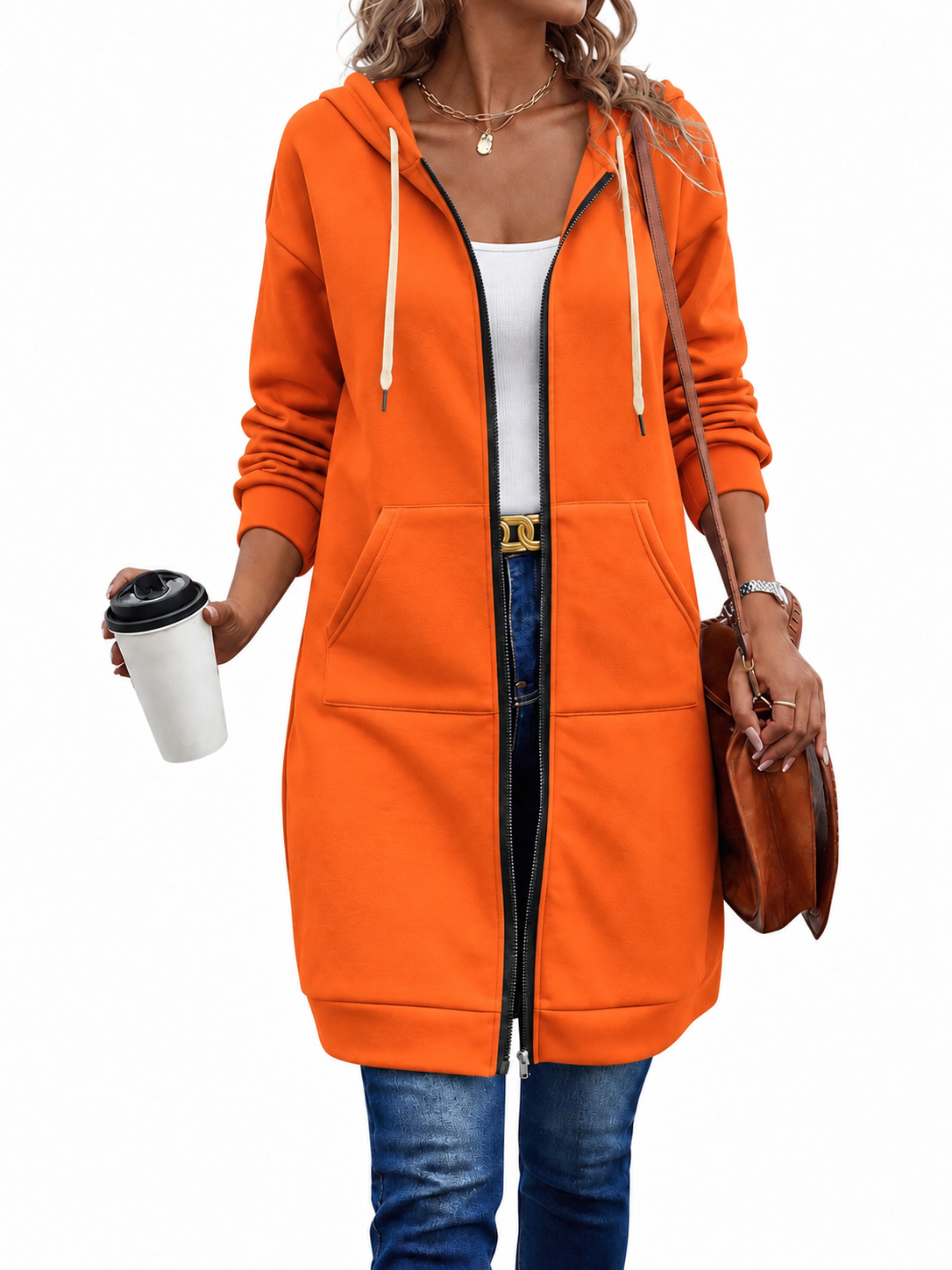 Langer Zip-Hoodie Damen | Knielang & Kuschelig 10