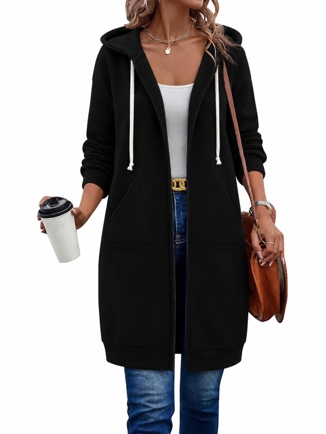 Langer Zip-Hoodie Damen | Knielang & Kuschelig 1