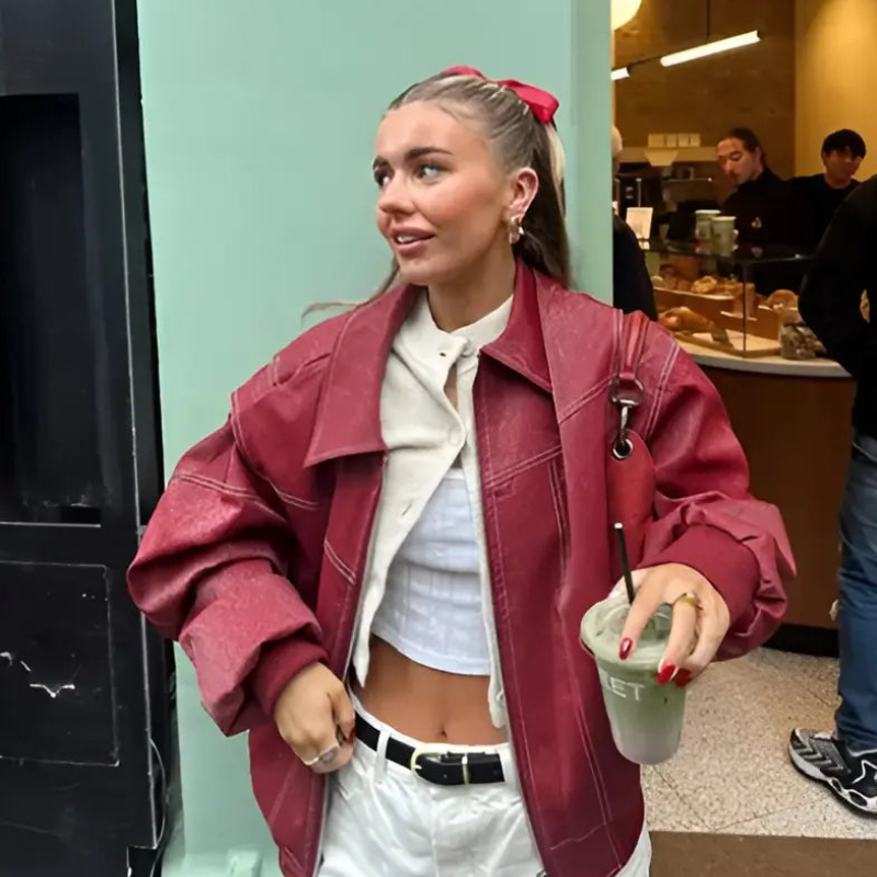 Lässige Oversized Lederjacke 1