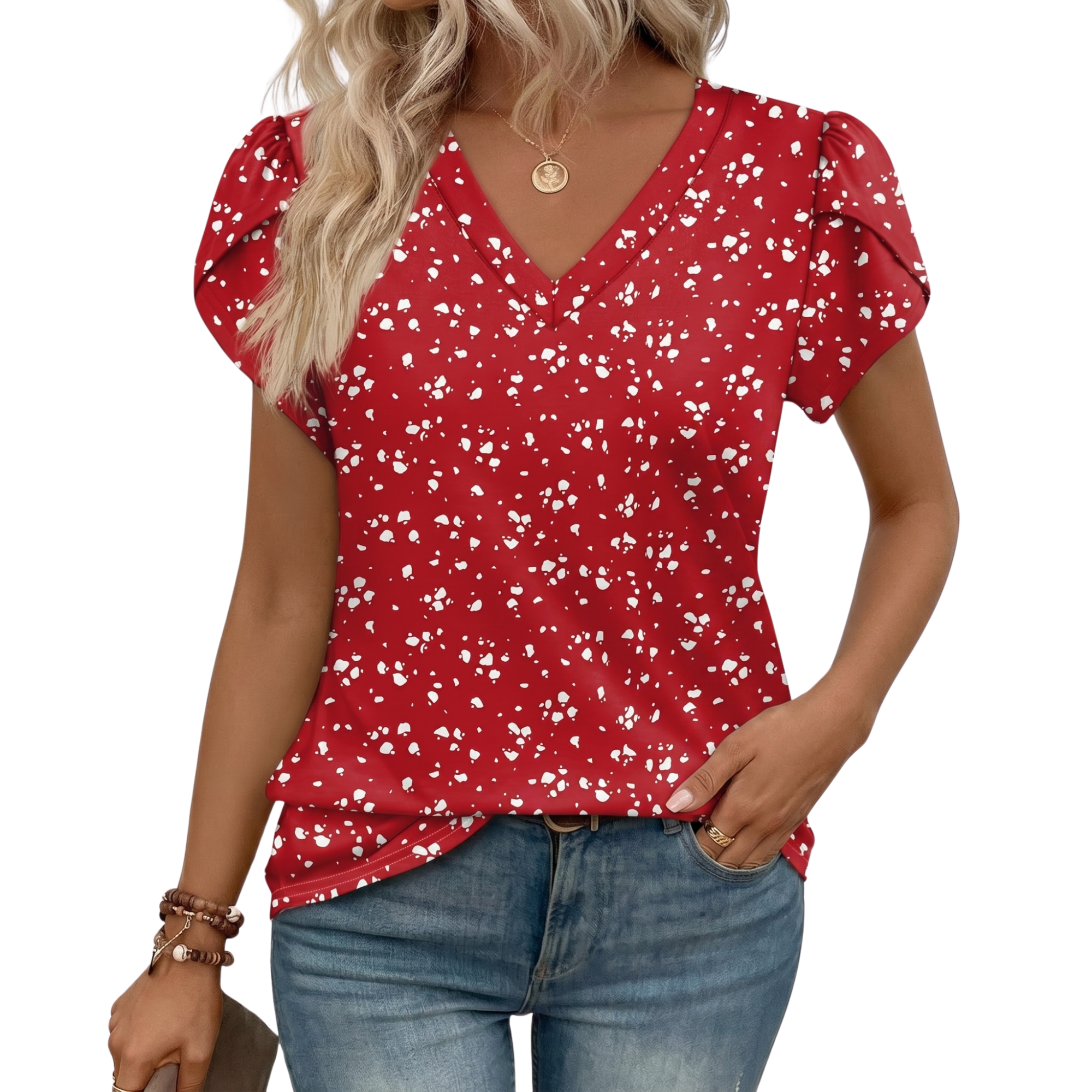 Lässige V-Ausschnitt Bluse mit Volantärmeln Damen – Elegantes Sommer Oberteil 11