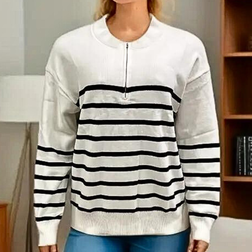 Lässiger gestreifter Pullover für Frauen