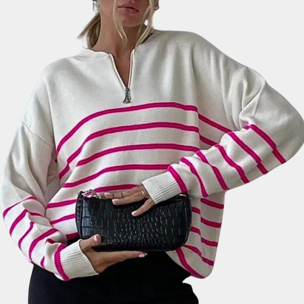 Lässiger gestreifter Pullover für Frauen