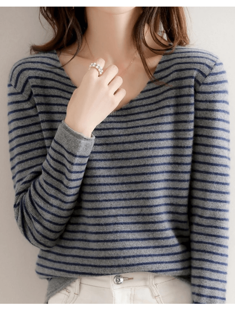Lässiger gestreifter Pullover für Frauen