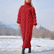 Vestido de punto casual con cuello vuelto