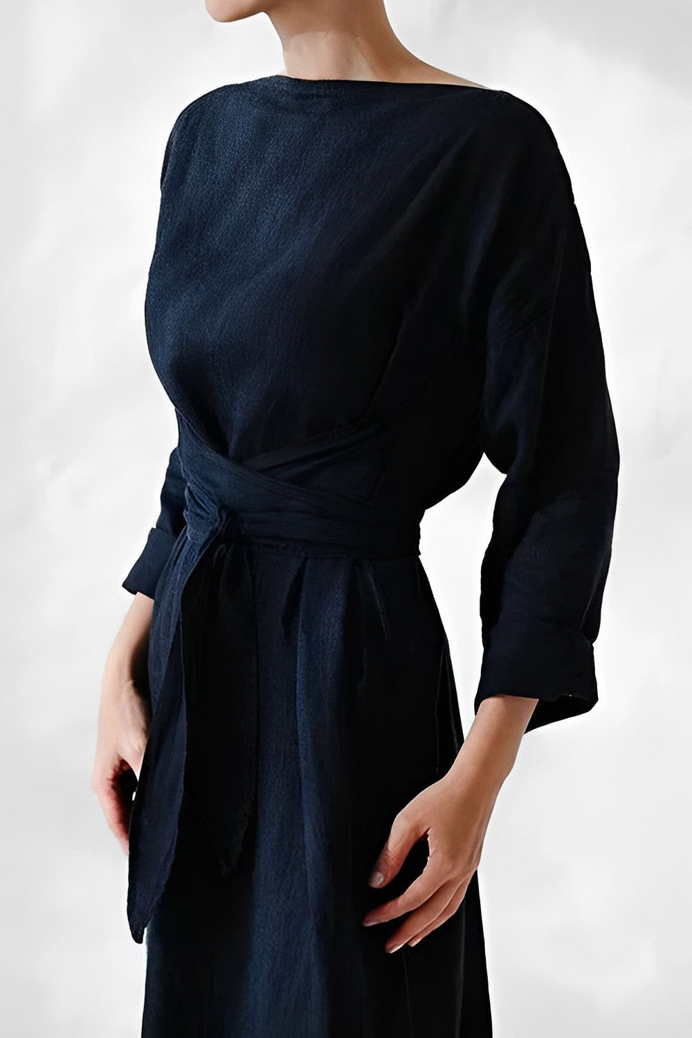 Leinen Wickel-Maxikleid 4