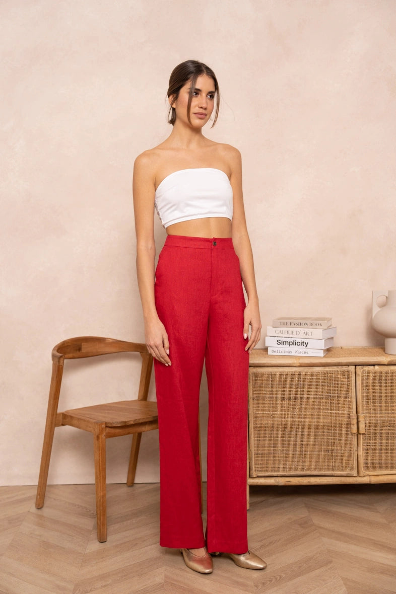 Leinenhose in geradem Schnitt 9