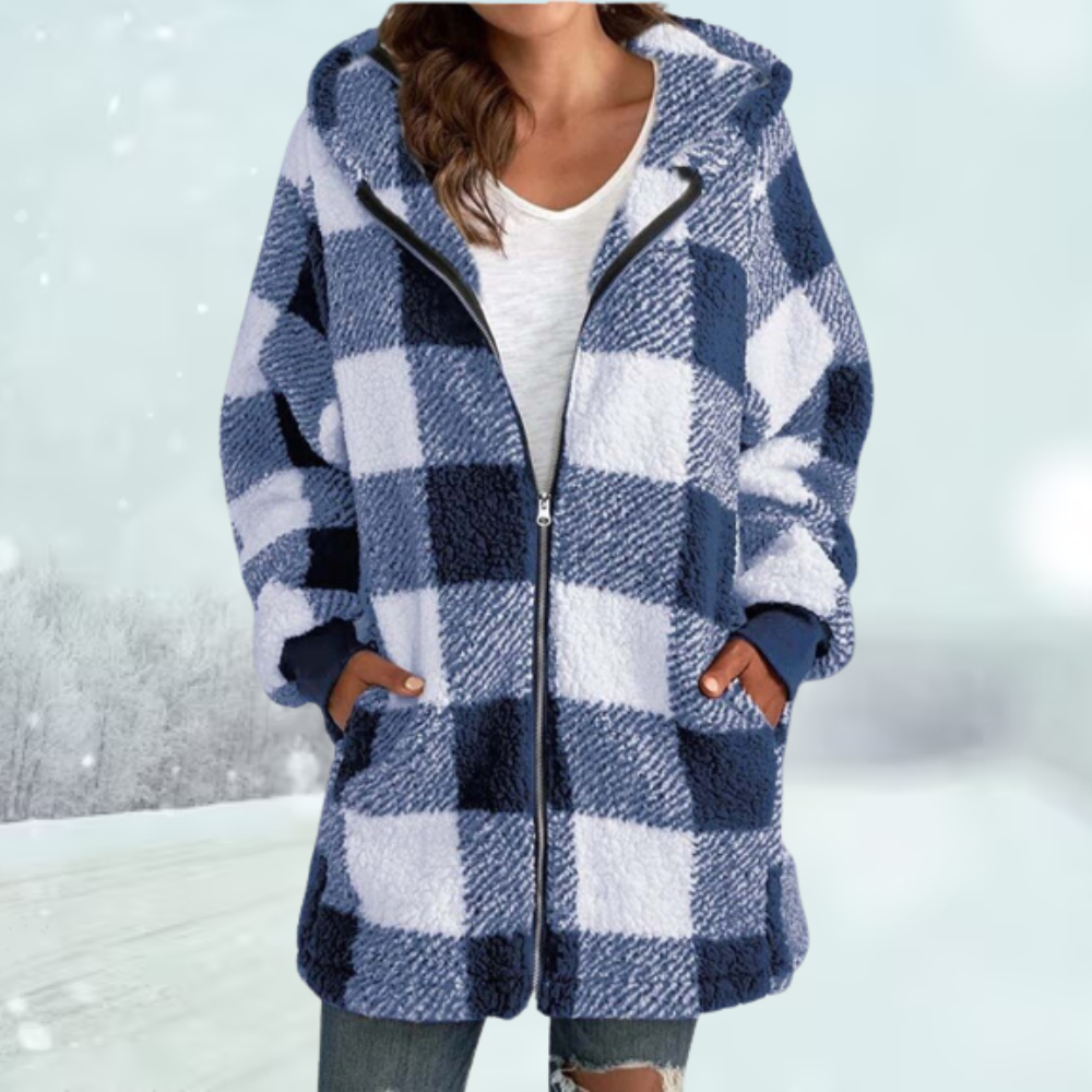 Lozenda - Gemütliche karierte Winterjacke mit Kapuze
