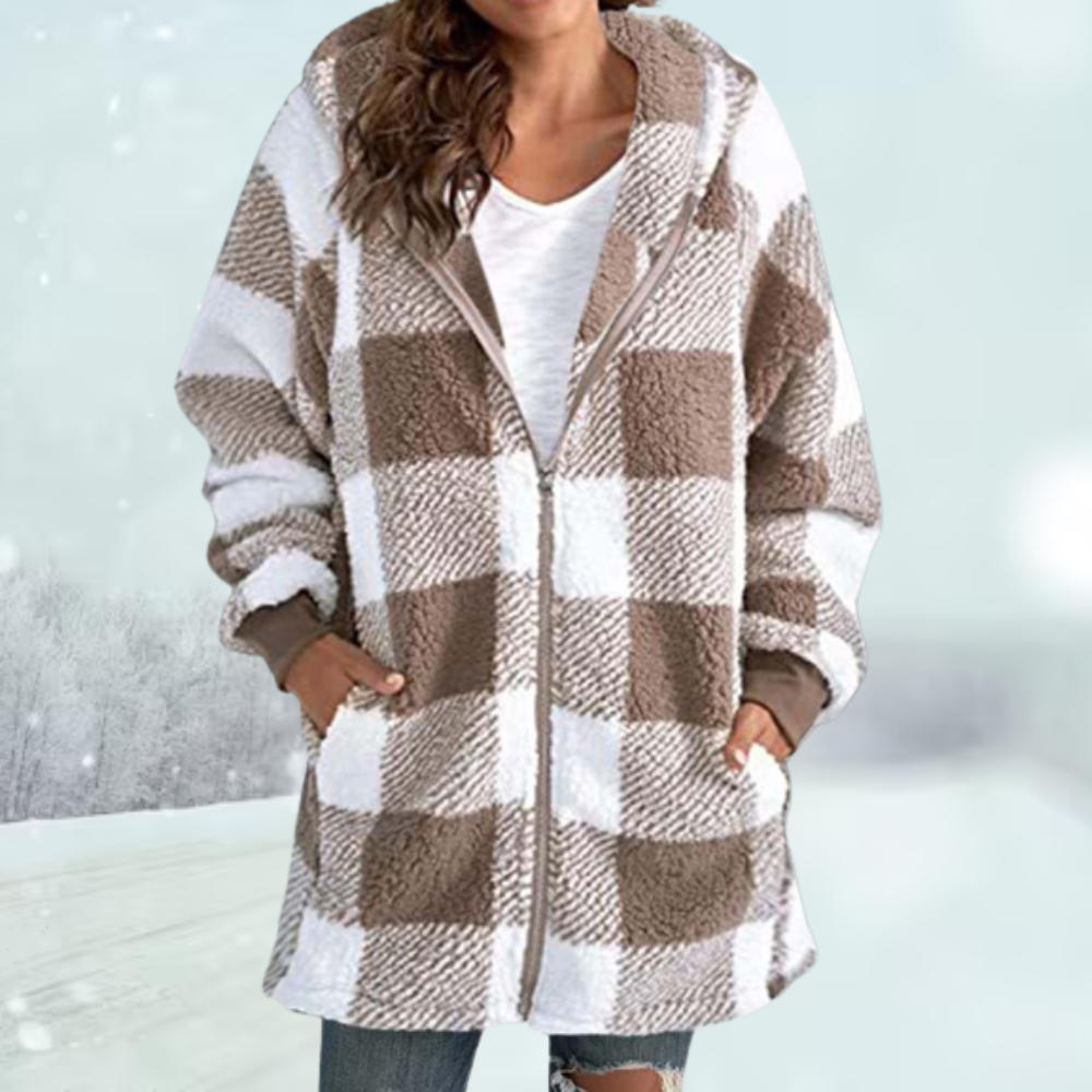 Lozenda - Gemütliche karierte Winterjacke mit Kapuze