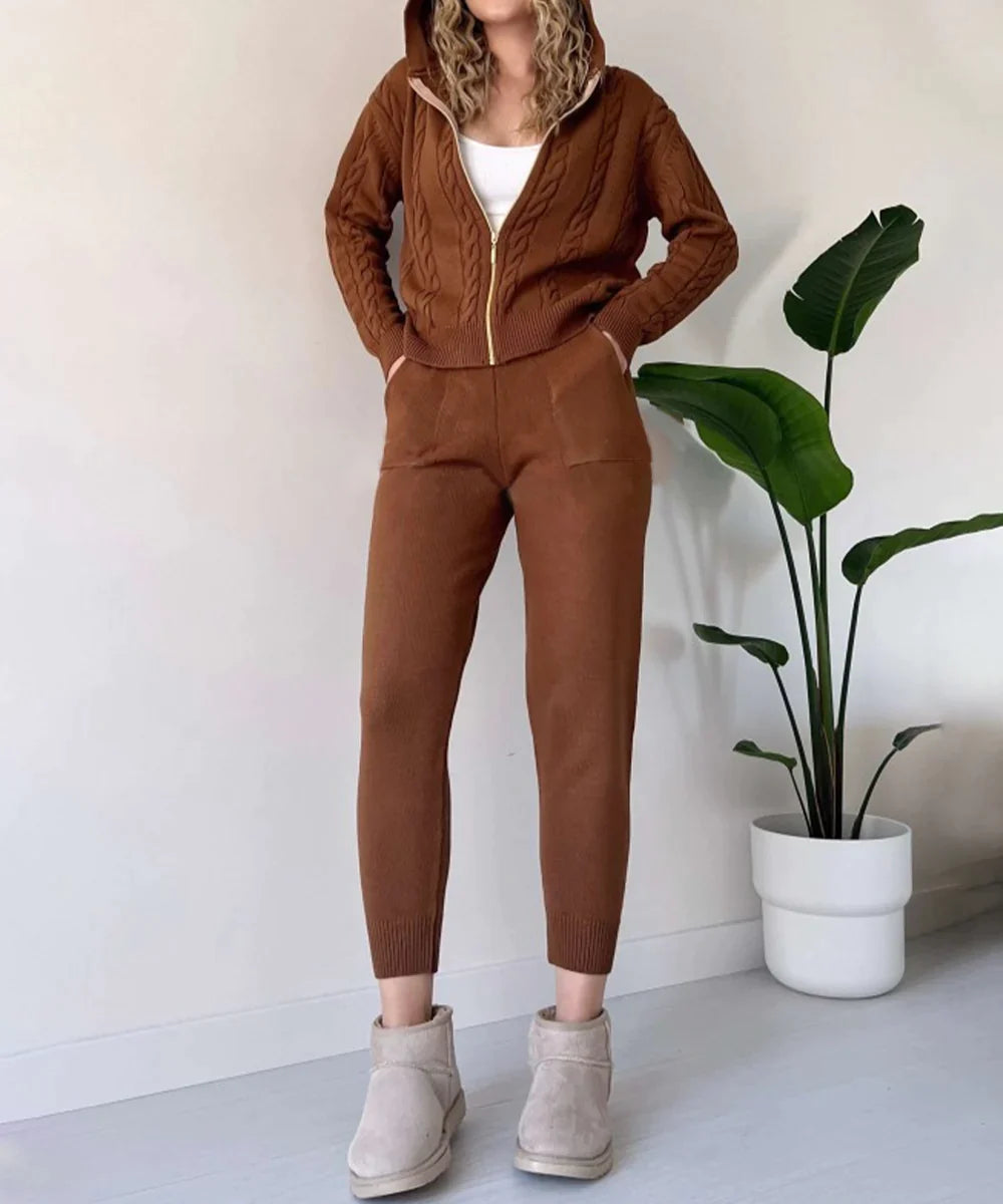 Lozenda - Set Aus Twist-jacquard-pullover Und Strickjacke
