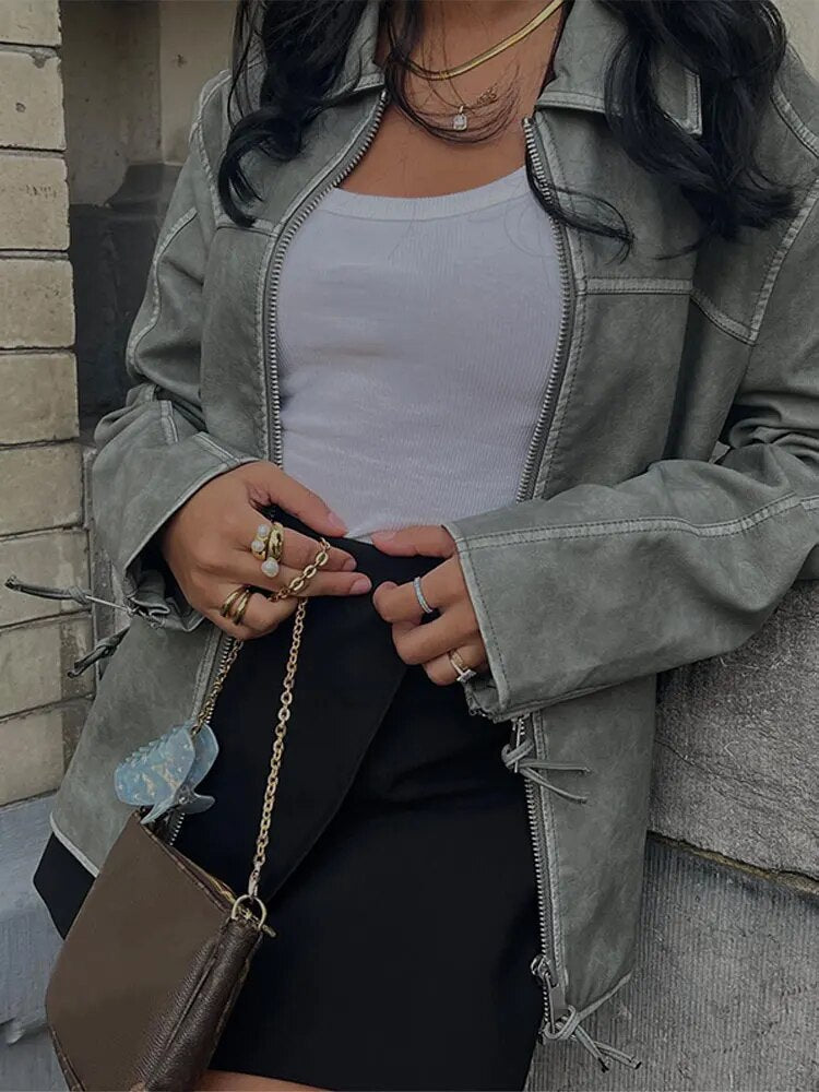 Lozenda - Unisex-Kunstlederjacke in Übergröße