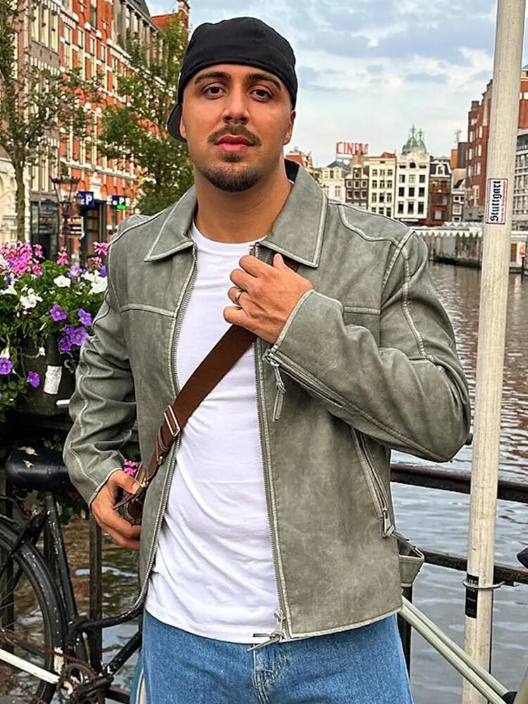 Lozenda - Unisex-Kunstlederjacke in Übergröße