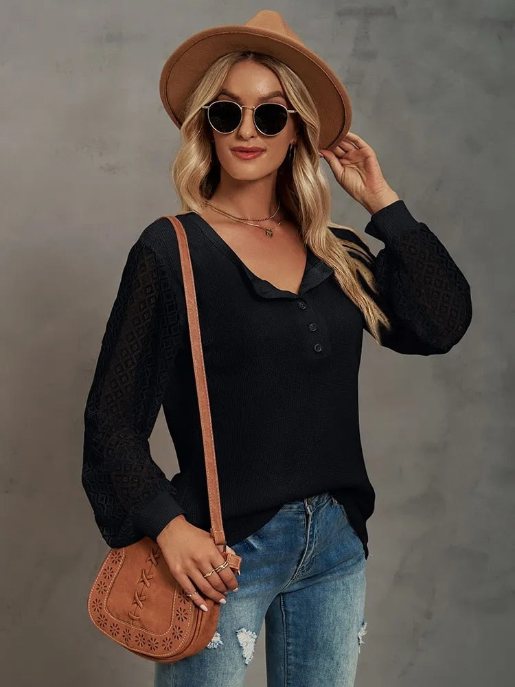 Lozenda - V-Ausschnitt Bluse