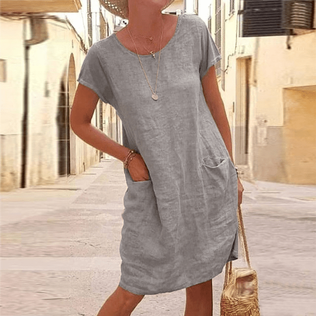 Luftiges Sommerkleid mit Rundhalsausschnitt und Taschen – Lässig, Komfortabel & Vielseitig 2