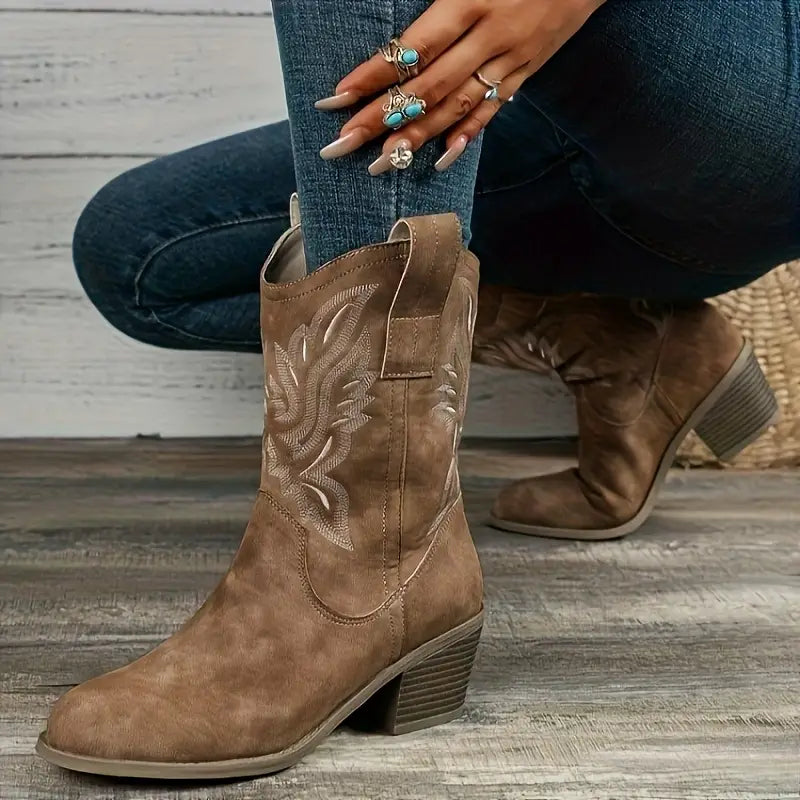 Cowboy Stiefeletten Damen | Stabiler Absatz & Vielseitig Kombinierbar 1