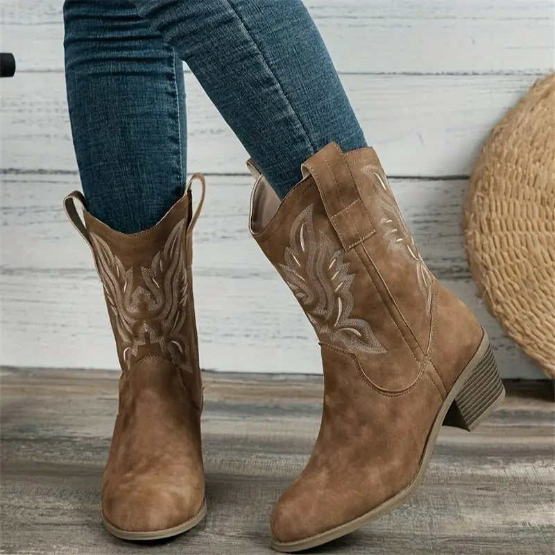 Cowboy Stiefeletten Damen | Stabiler Absatz & Vielseitig Kombinierbar 4