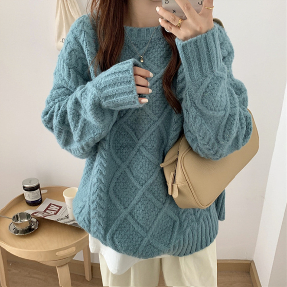 Magnolia | Grobstrickpullover Zopfmuster