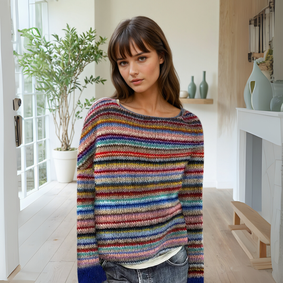 Manonin | Lässiger & kuscheliger gestreifter Pullover 0