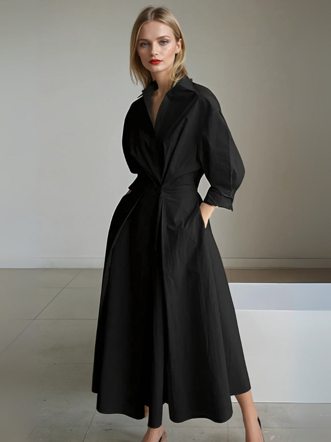 Maxikleid Damen | Elegant mit Plissee & Puffärmeln