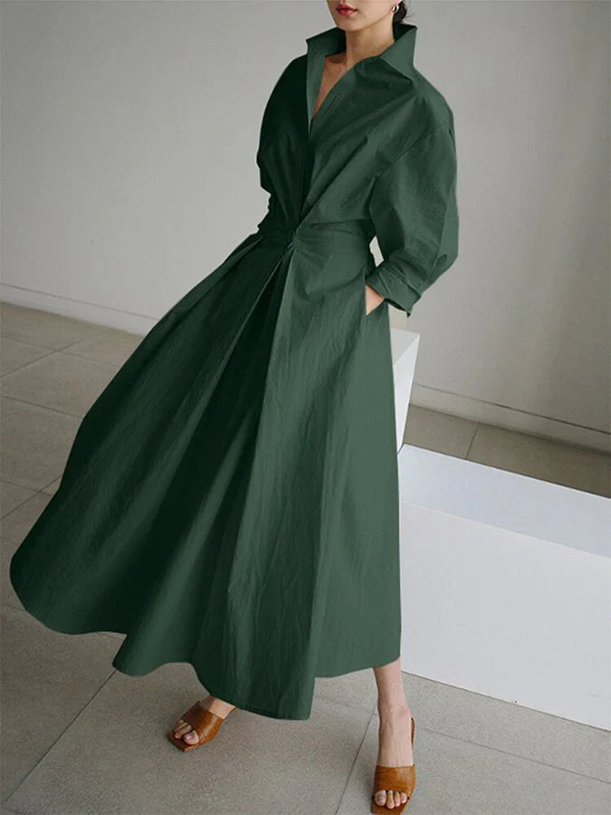 Maxikleid Damen | Elegant mit Plissee & Puffärmeln