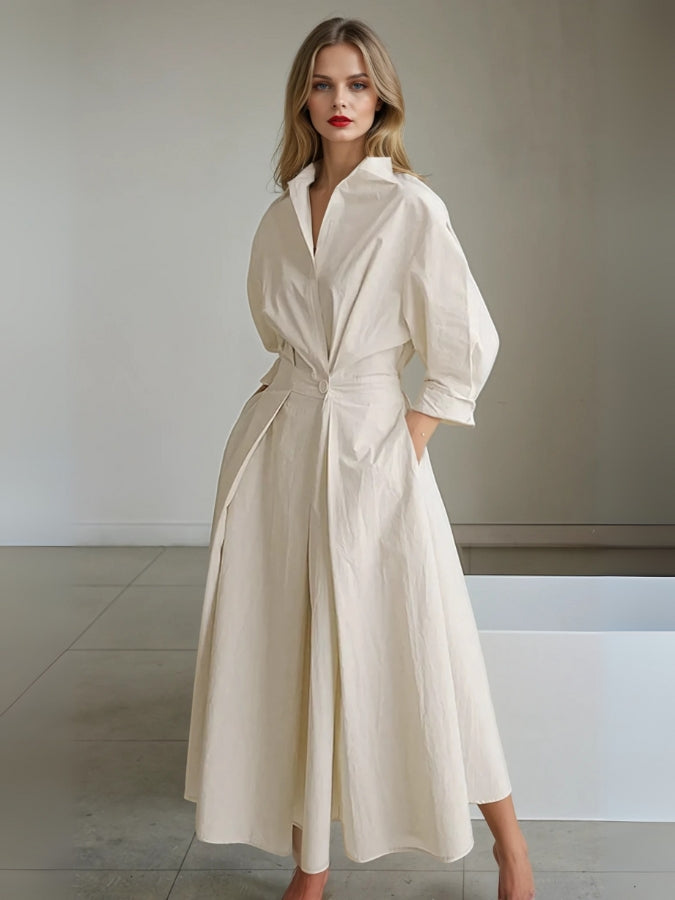Maxikleid Damen | Elegant mit Plissee & Puffärmeln