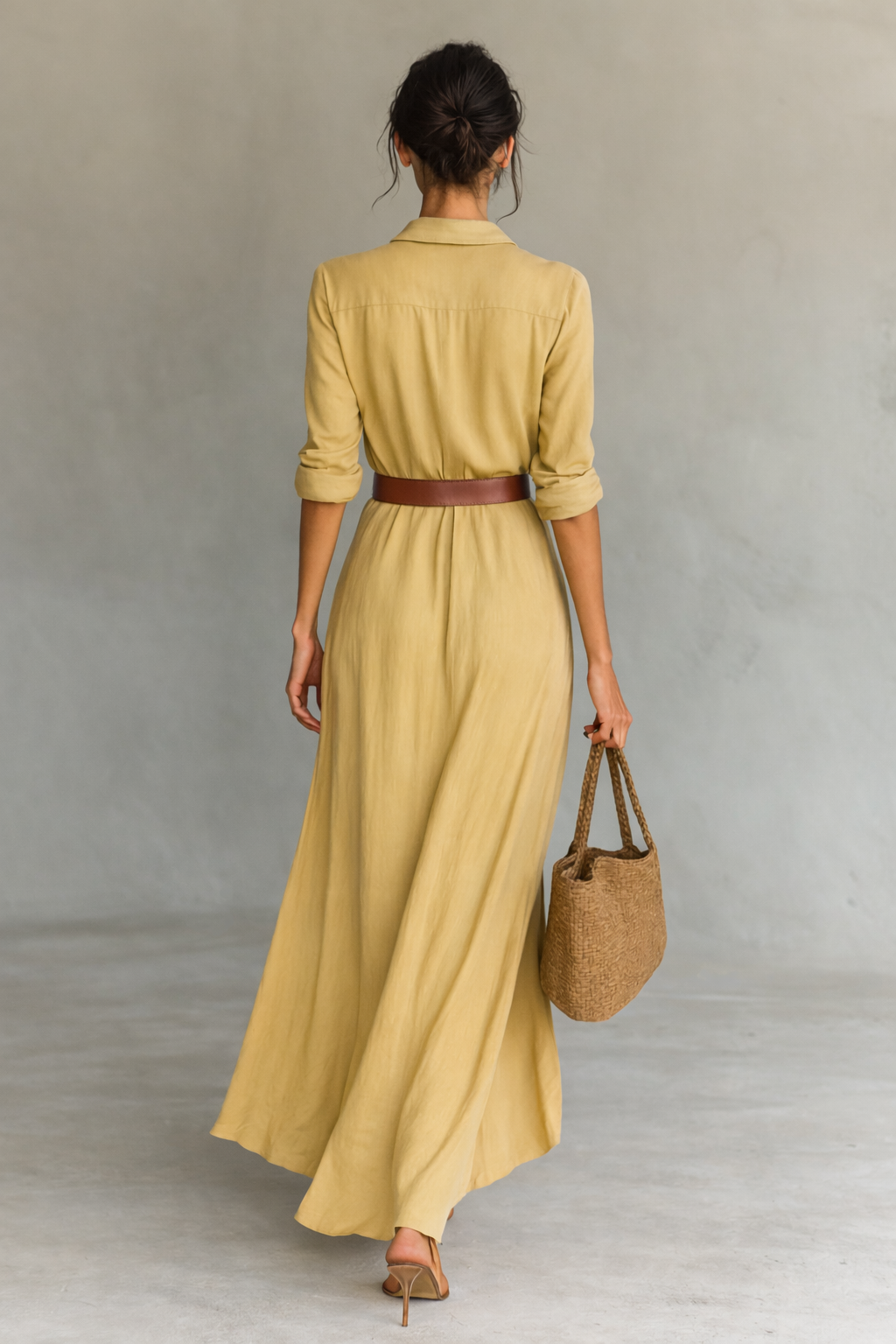Maxikleid Damen | Elegantes Hemdblusen-Design & Fließende Maxi-Silhouette