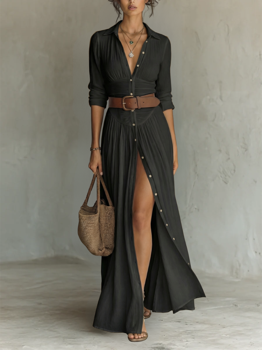 Maxikleid Damen | Hemdblusenkleid & Elegant