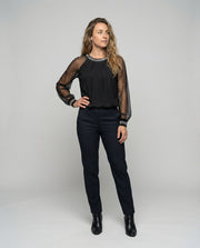 Mesh-topp dame | Glitredetaljer & elegant look