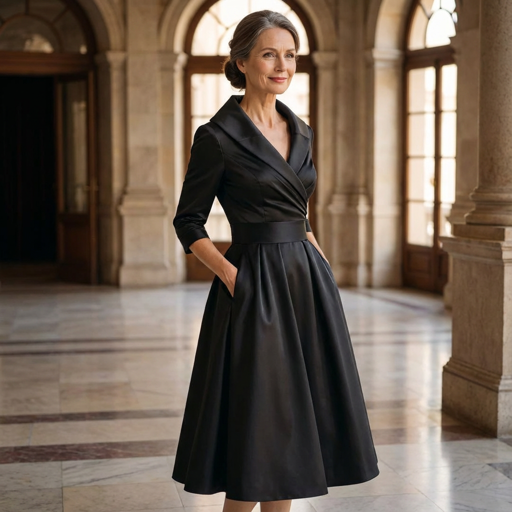 Elegantes Damen-Midikleid mit dezentem Schimmer 1
