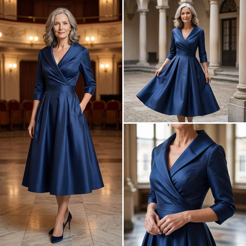 Elegantes Damen-Midikleid mit dezentem Schimmer 3
