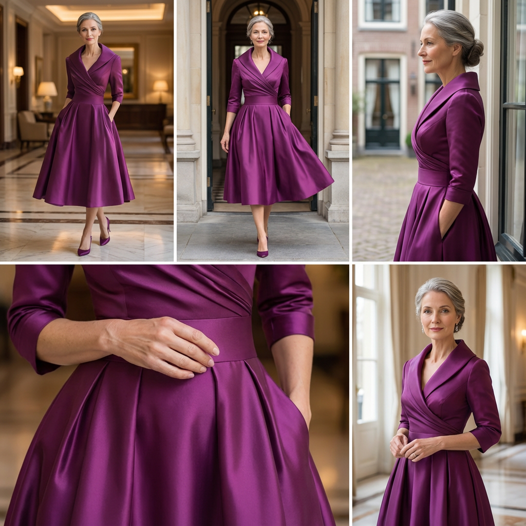 Elegantes Damen-Midikleid mit dezentem Schimmer 4