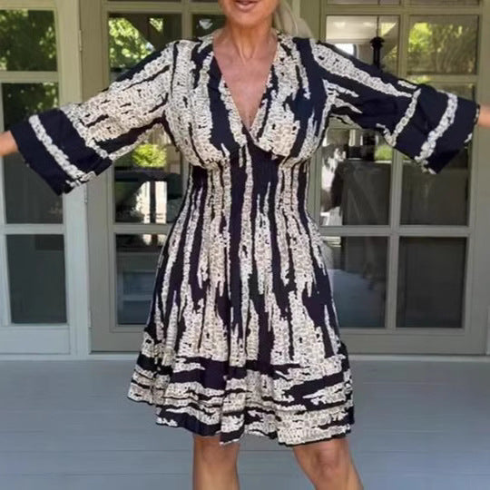 Damen Midikleid mit verspieltem Muster und eleganten 3/4-Ärmeln Drune 5