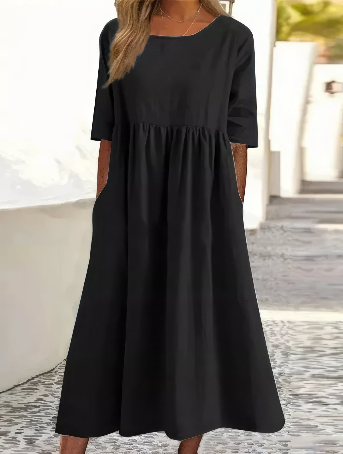 Maikee™ - Baumwollkleid mit Rundhalsausschnitt und Taschen 3