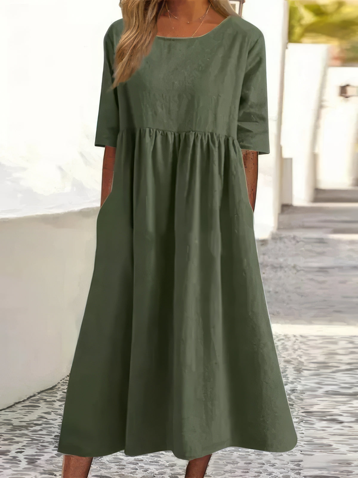 Maikee™ - Baumwollkleid mit Rundhalsausschnitt und Taschen 4