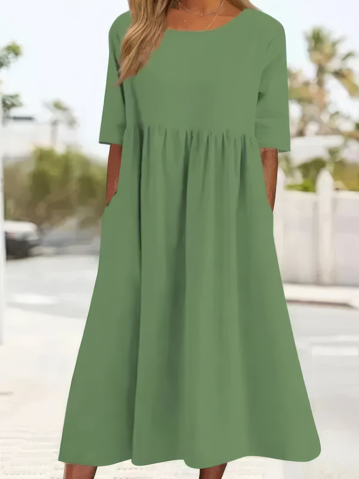 Maikee™ - Baumwollkleid mit Rundhalsausschnitt und Taschen 5