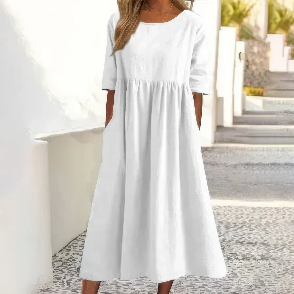 Maikee™ - Baumwollkleid mit Rundhalsausschnitt und Taschen 6
