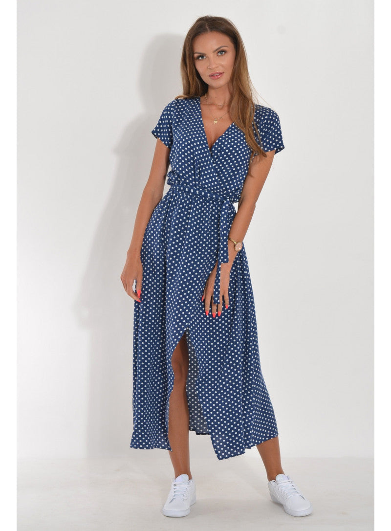 Midikleid Damen | Verspielter Polka-Dot-Print & Feminine Wickeloptik