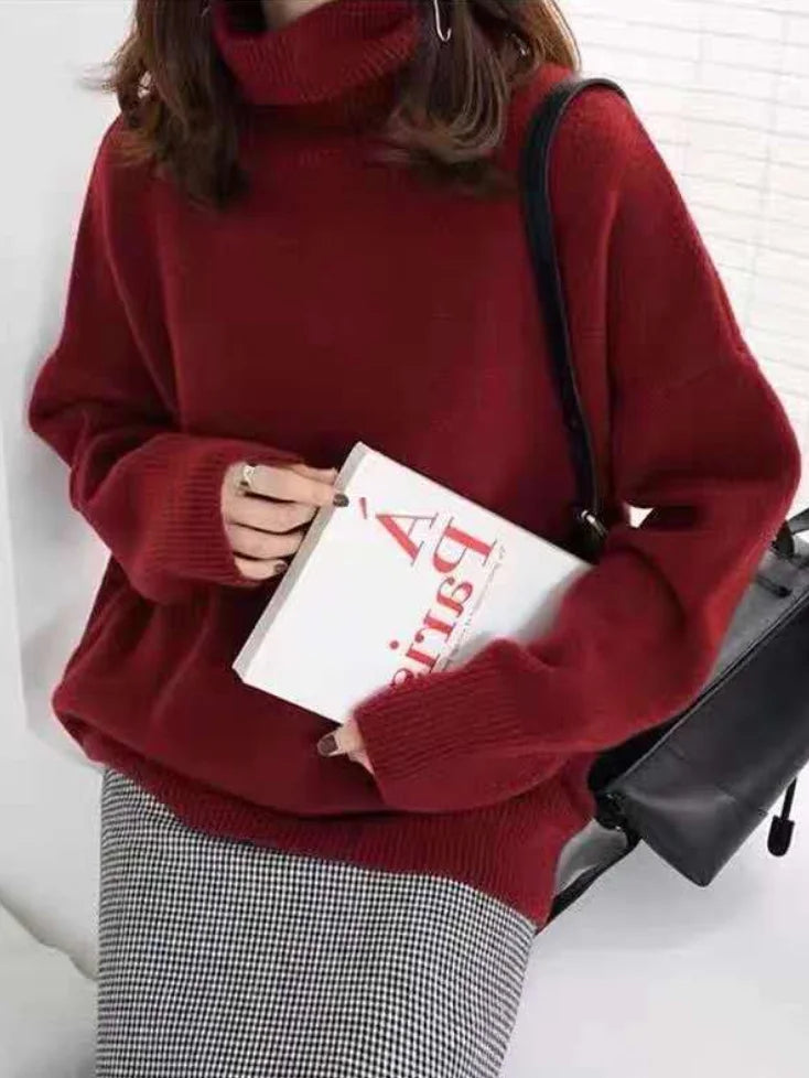 Modischer Oversized-Pullover mit langen Ärmeln und hohem Kragen