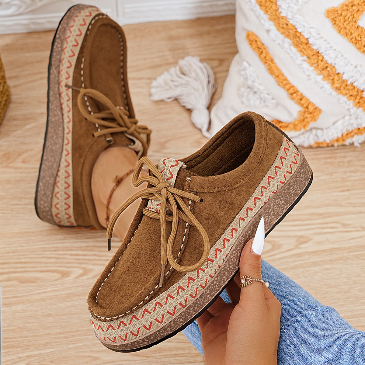 Mokassins Damen | Handgenähter Look & Bequemer Schnür-Sitz