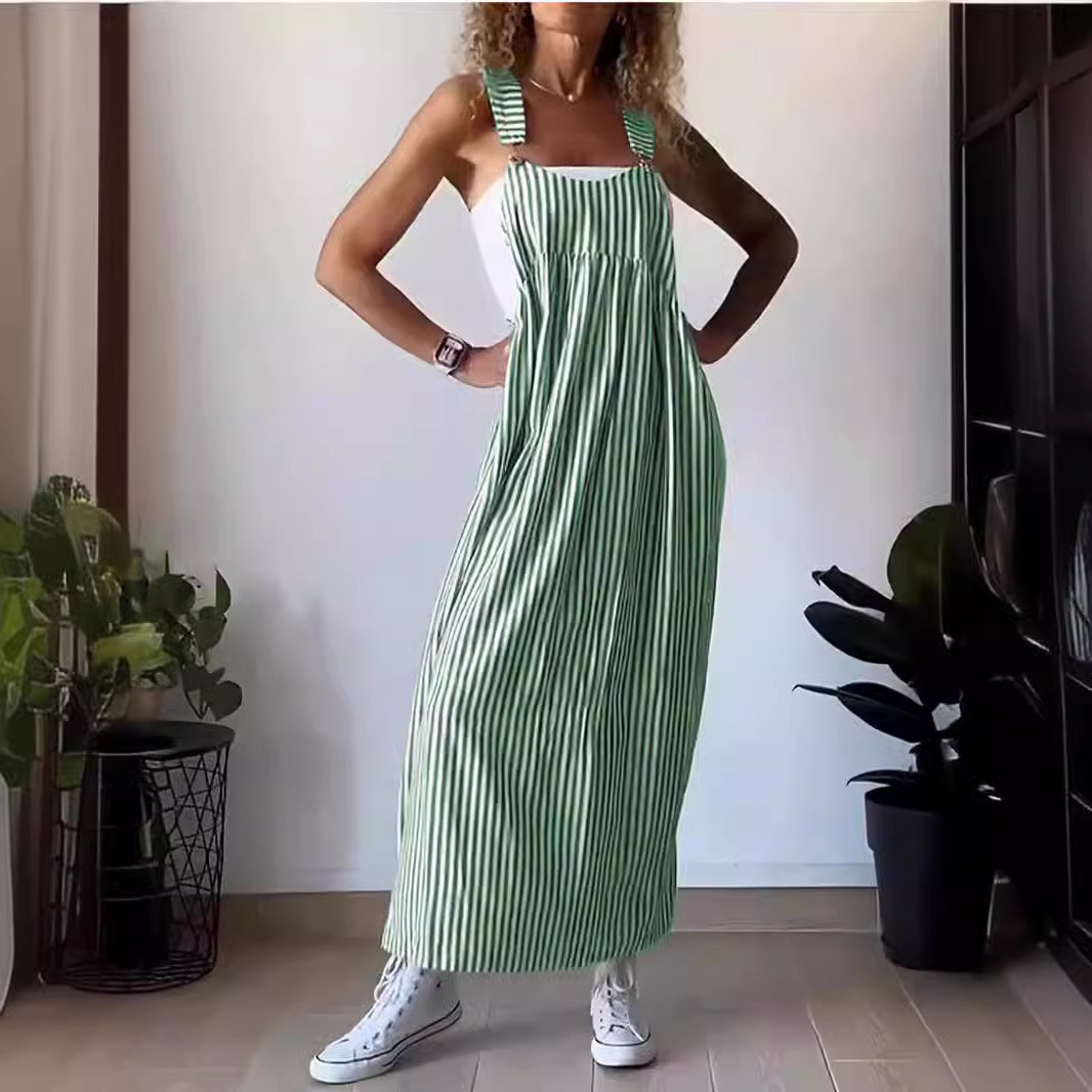 Sommer Jumpsuit Damen | Streifenmuster & Latzträger-Design