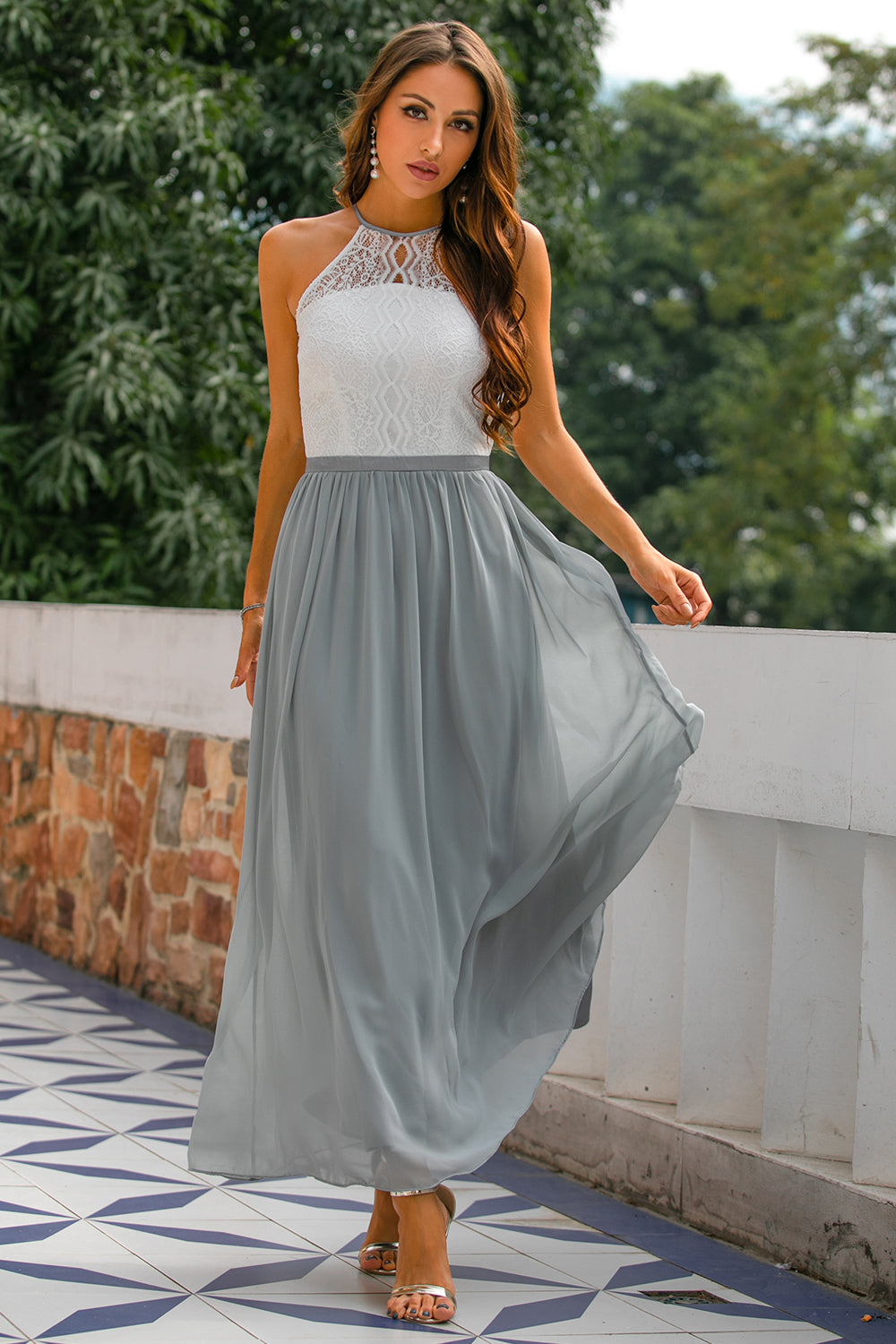 Nicole | Damen Halter Maxi Kleid für Hochzeitsgäste 0