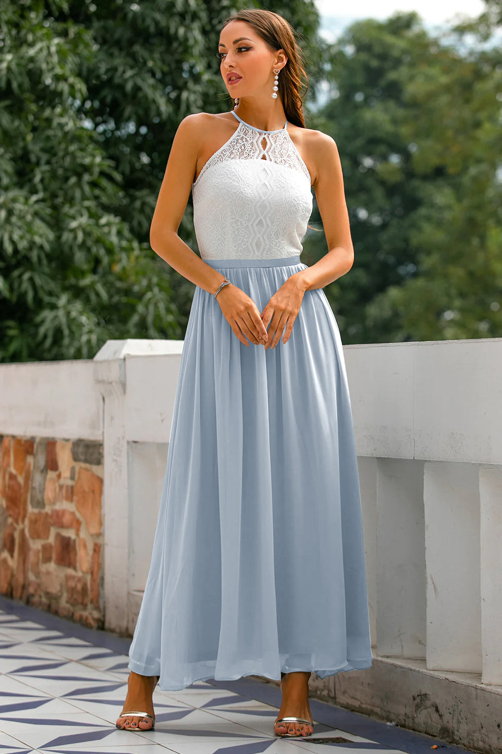 Nicole | Damen Halter Maxi Kleid für Hochzeitsgäste 10