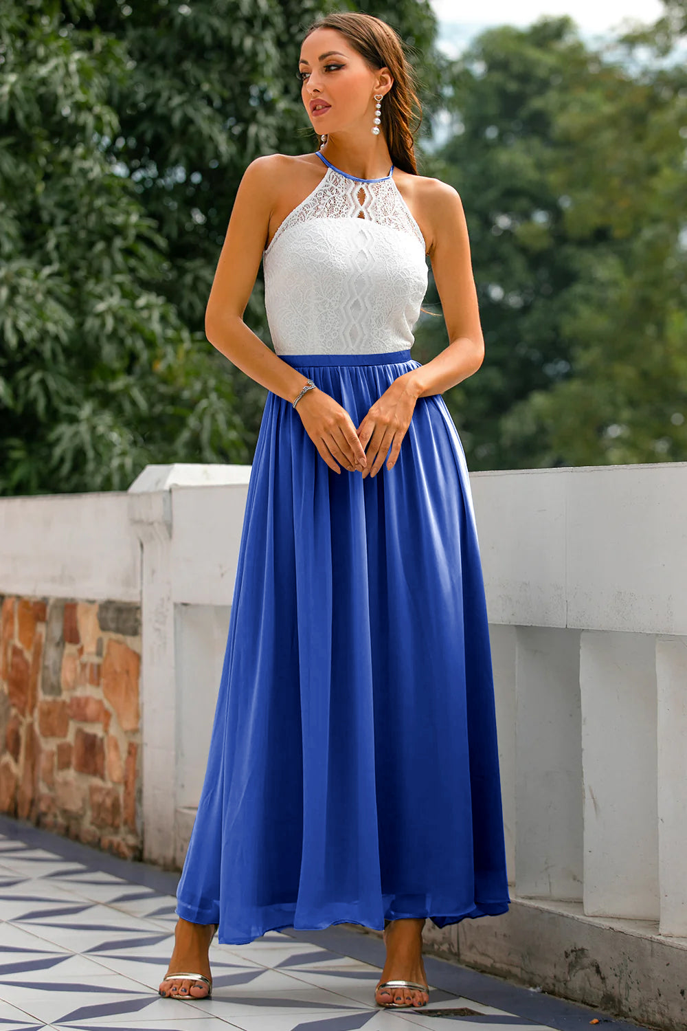 Nicole | Damen Halter Maxi Kleid für Hochzeitsgäste 11