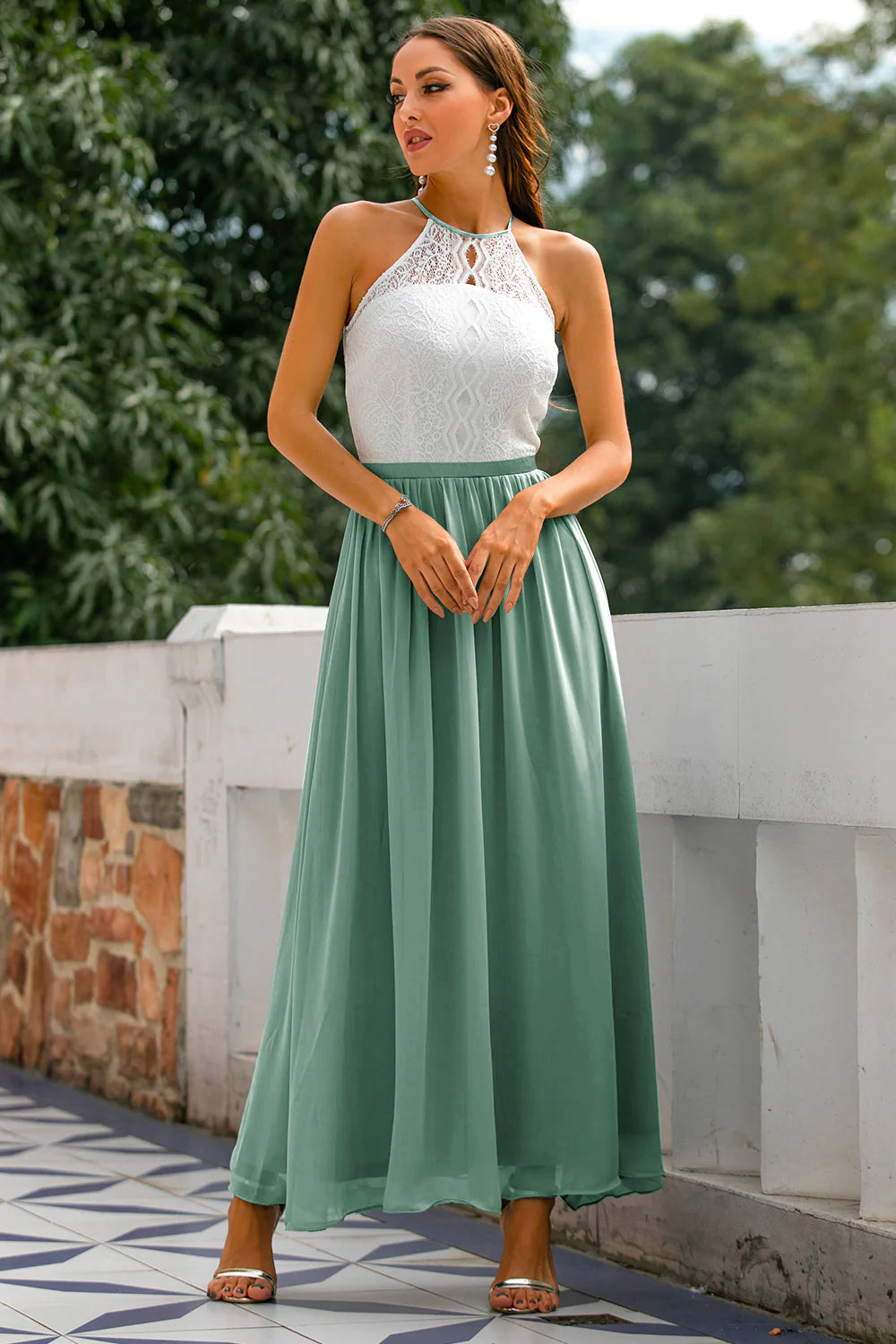 Nicole | Damen Halter Maxi Kleid für Hochzeitsgäste 13