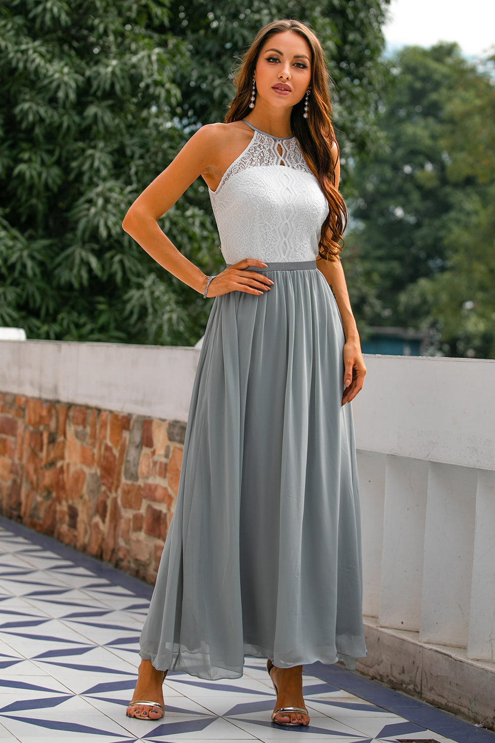 Nicole | Damen Halter Maxi Kleid für Hochzeitsgäste 4