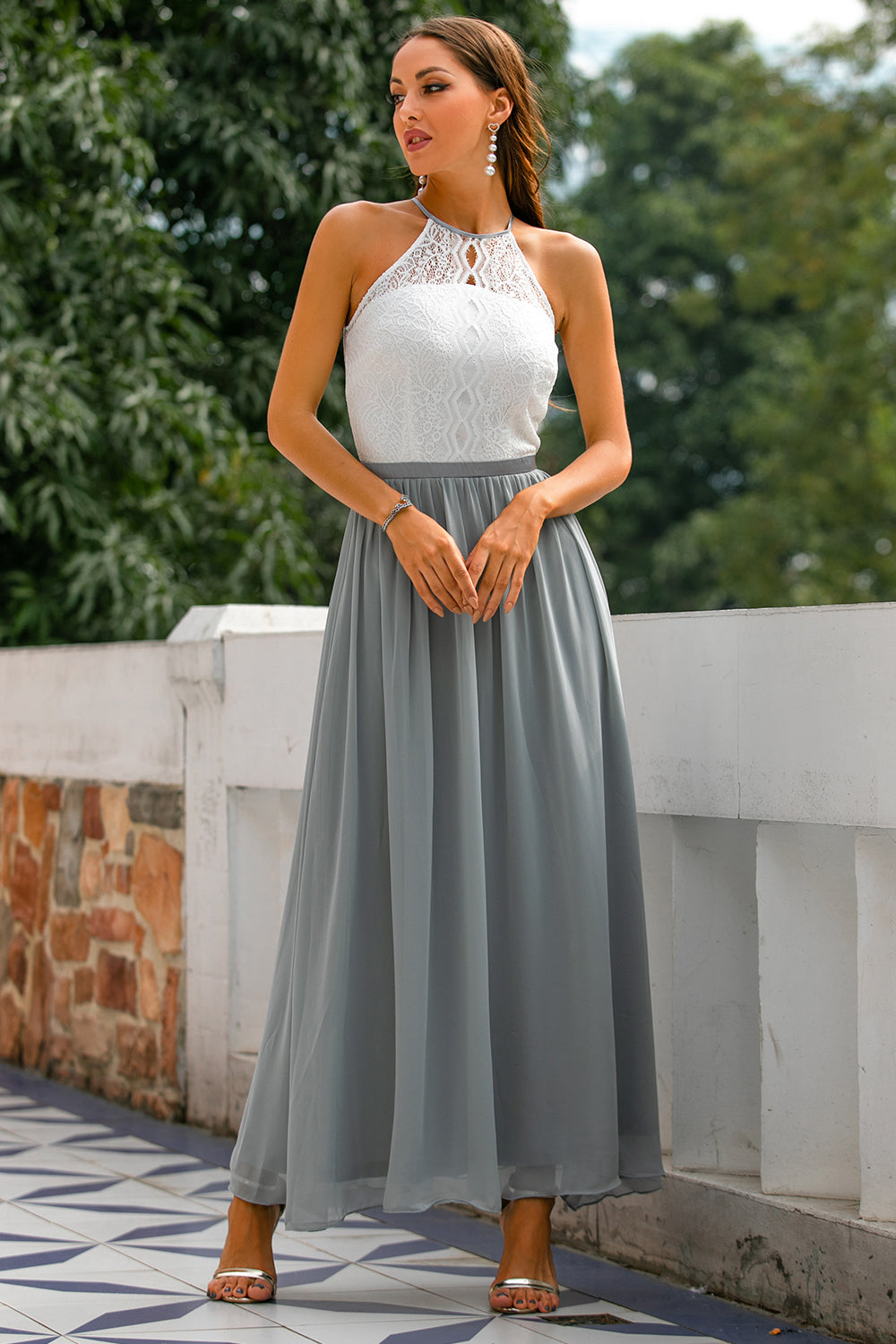 Nicole | Damen Halter Maxi Kleid für Hochzeitsgäste 5