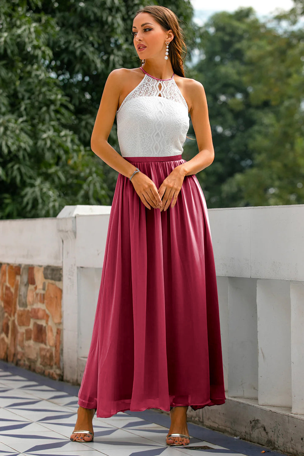 Nicole | Damen Halter Maxi Kleid für Hochzeitsgäste 6