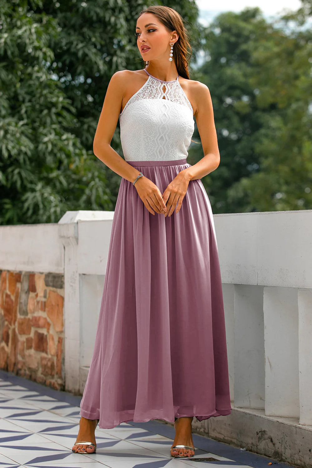 Nicole | Damen Halter Maxi Kleid für Hochzeitsgäste 9