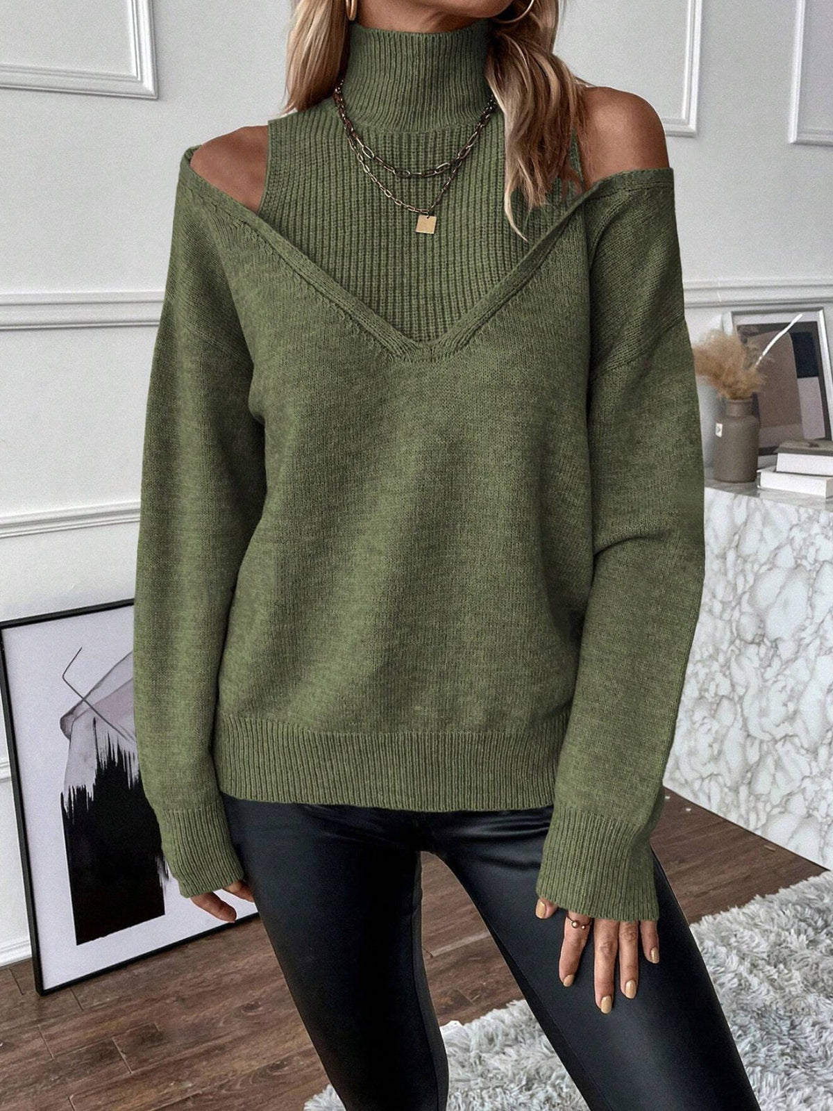 Rollkragenpullover Damen | Off-Shoulder & Bequem 6
